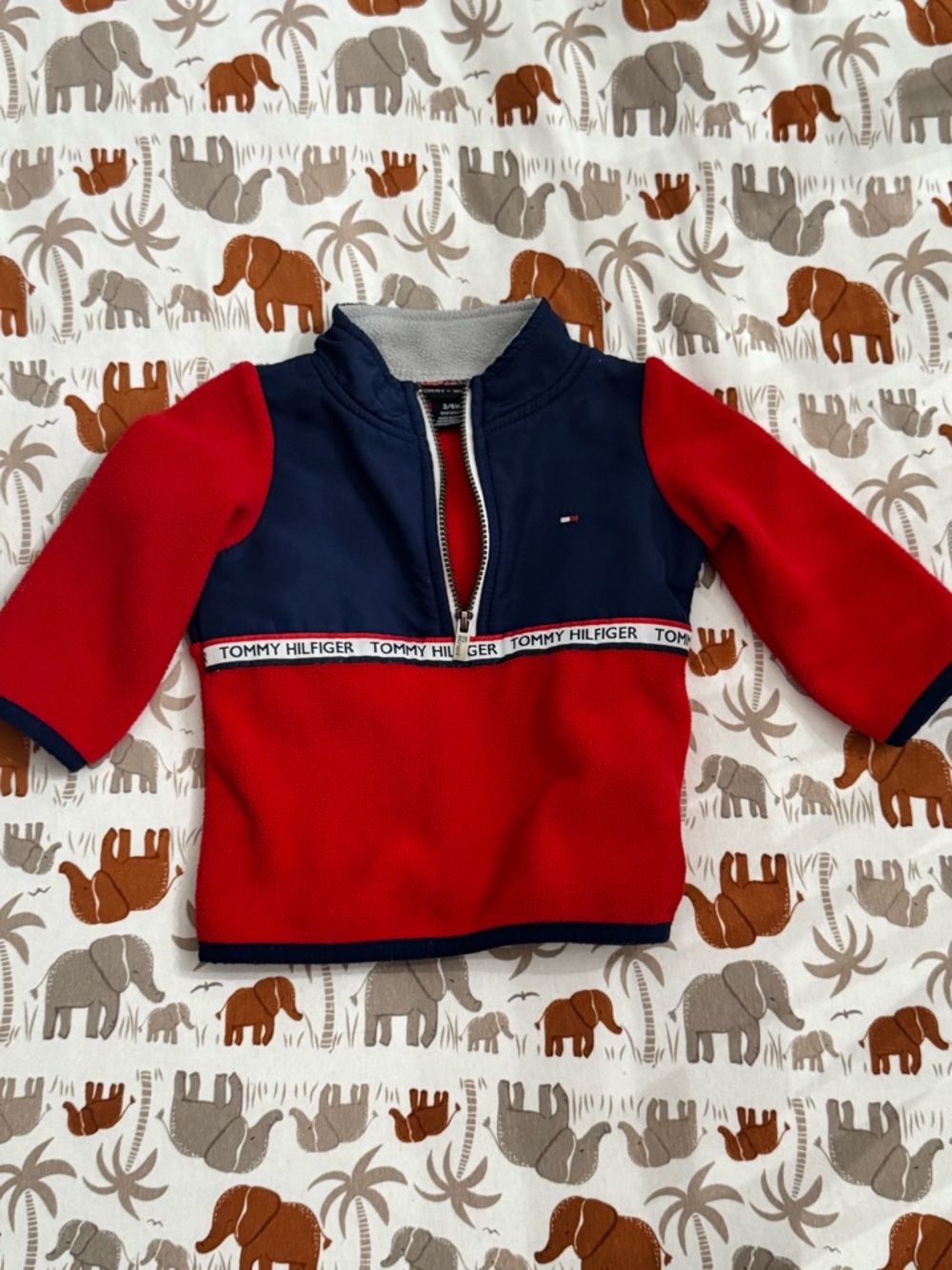 Tommy Hilfiger Red Fleece Top with Gray Trim